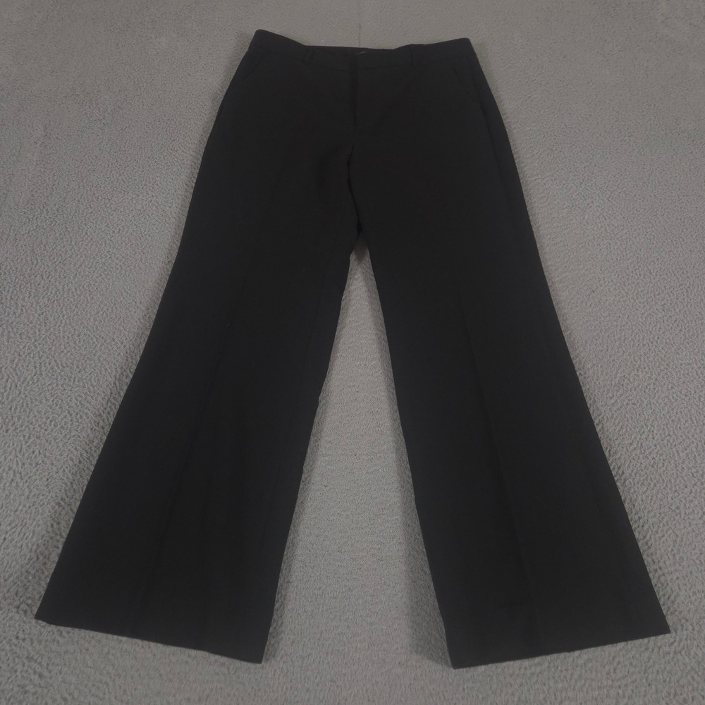 Banana Republic Pants Womens 12 Black Blake Wide-Leg Pleated Stretch Trousers